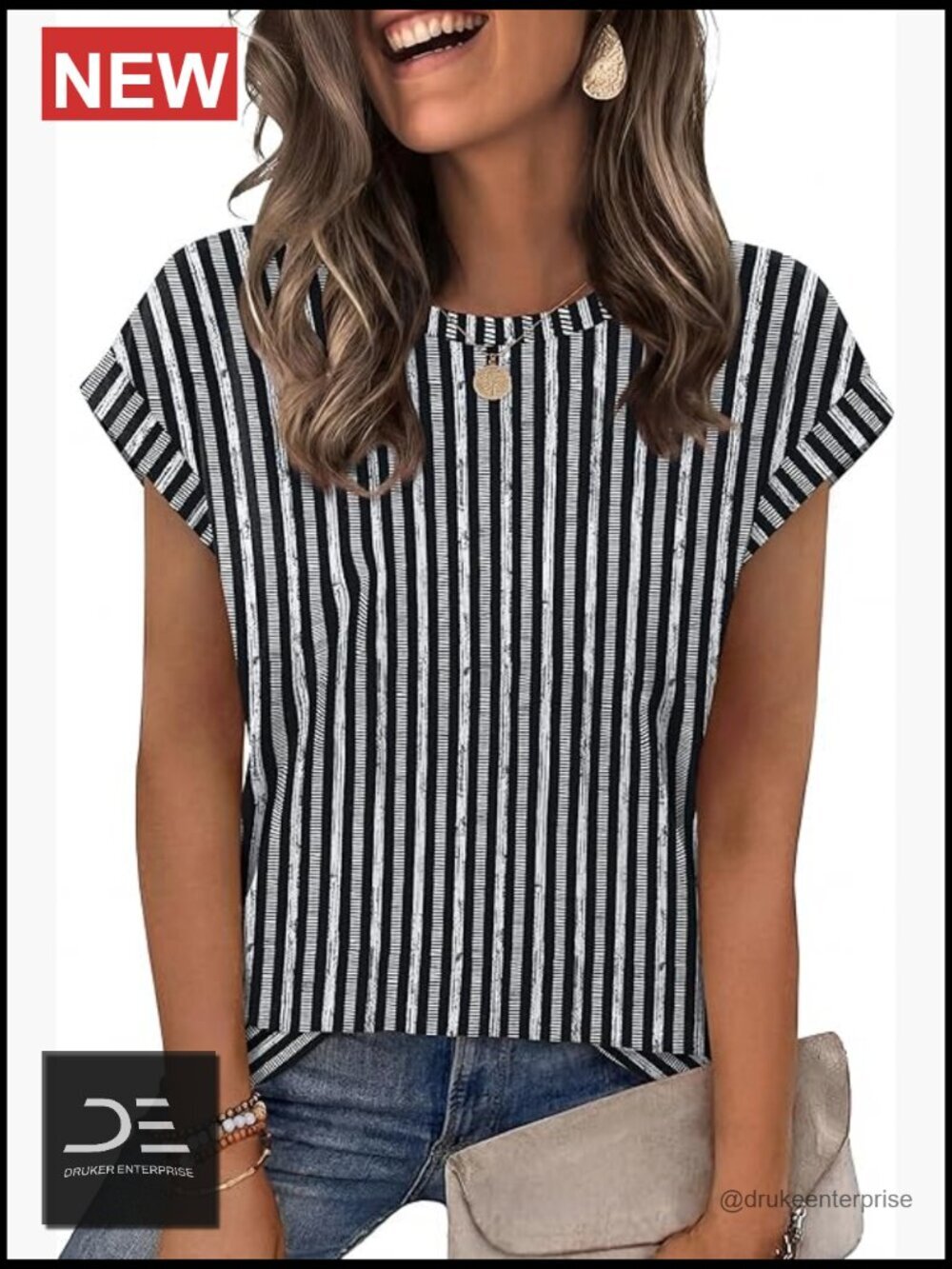 Lightweight Polyester Spandex Tee - Stretchy Cap Sleeve Tunic